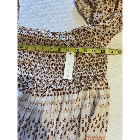 Olivaceous Hippie Boho Smocked Bodice Long Sleeve Mini Dress M NWT - Picture 5 of 7